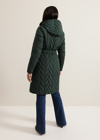 Phase Eight Hollie Quilted Puffer Coats Dark Green Canada | YWDQBC-931